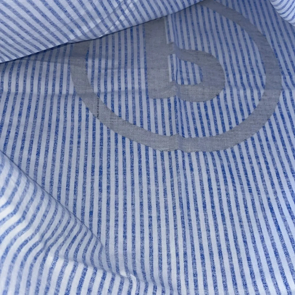 NWOT Large Carrying Bag. Blue & White Strioe with letter “P”